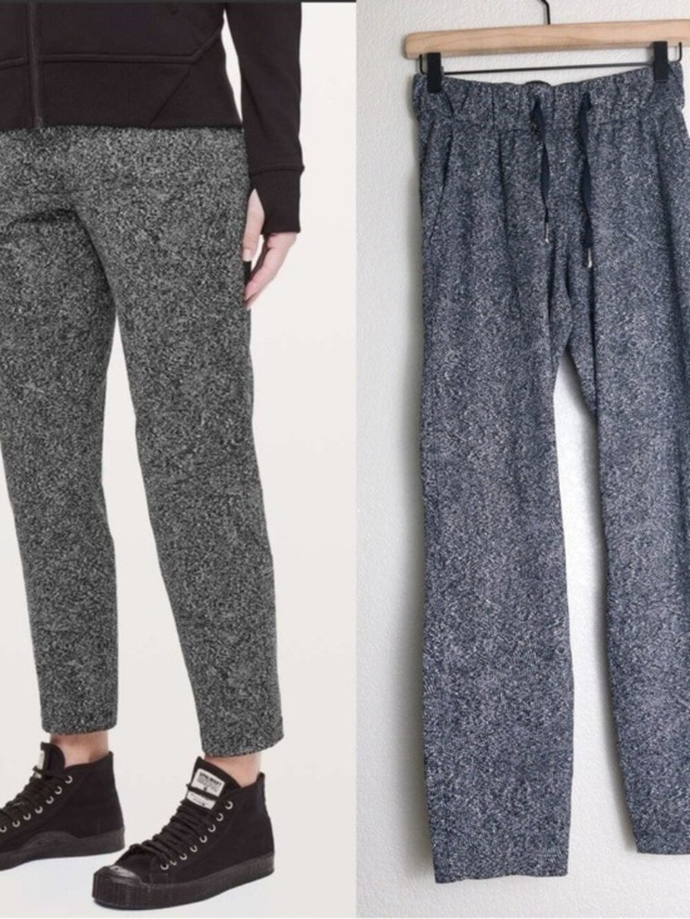 lululemon On The Fly Pant 2 Feathered Jacquard Black Woven Jogger Relaxed 7/8